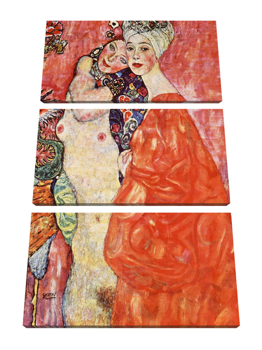 Gustav Klimt - Die Freundinnen Leinwanbild 3Teilig