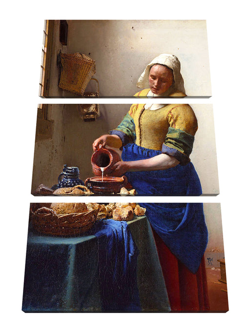 Johannes Vermeer - Das Milchmädchen Leinwanbild 3Teilig