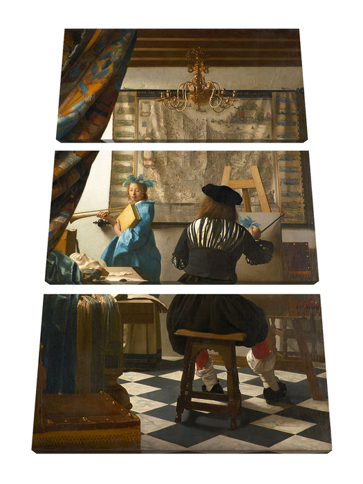 Johannes Vermeer - Die Allegorie der Malerei Leinwanbild 3Teilig