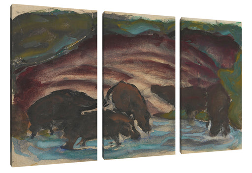 Franz Marc - Wildschweine am Wasser Leinwanbild 3Teilig