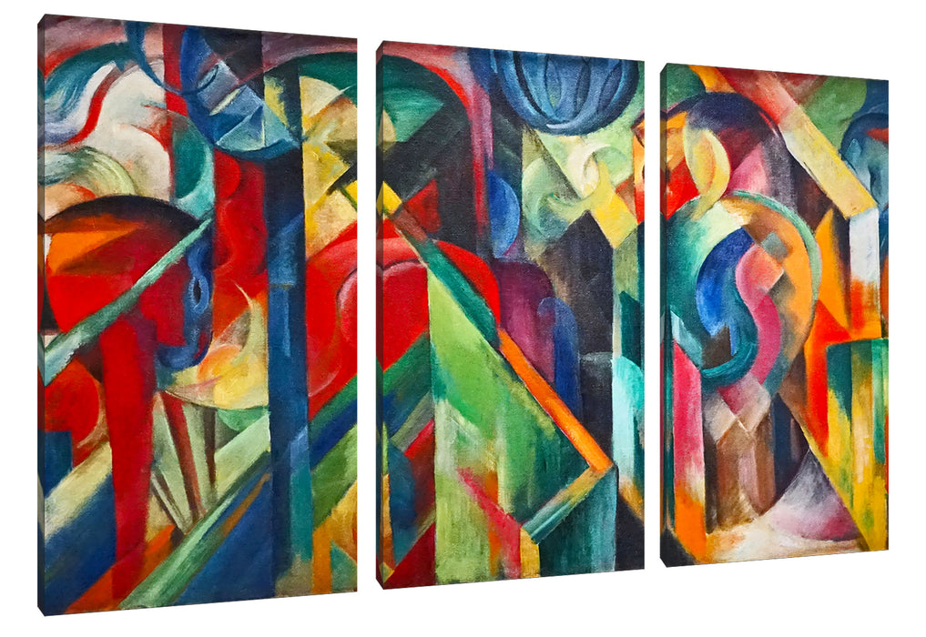 Franz Marc - Stallungen Leinwanbild 3Teilig