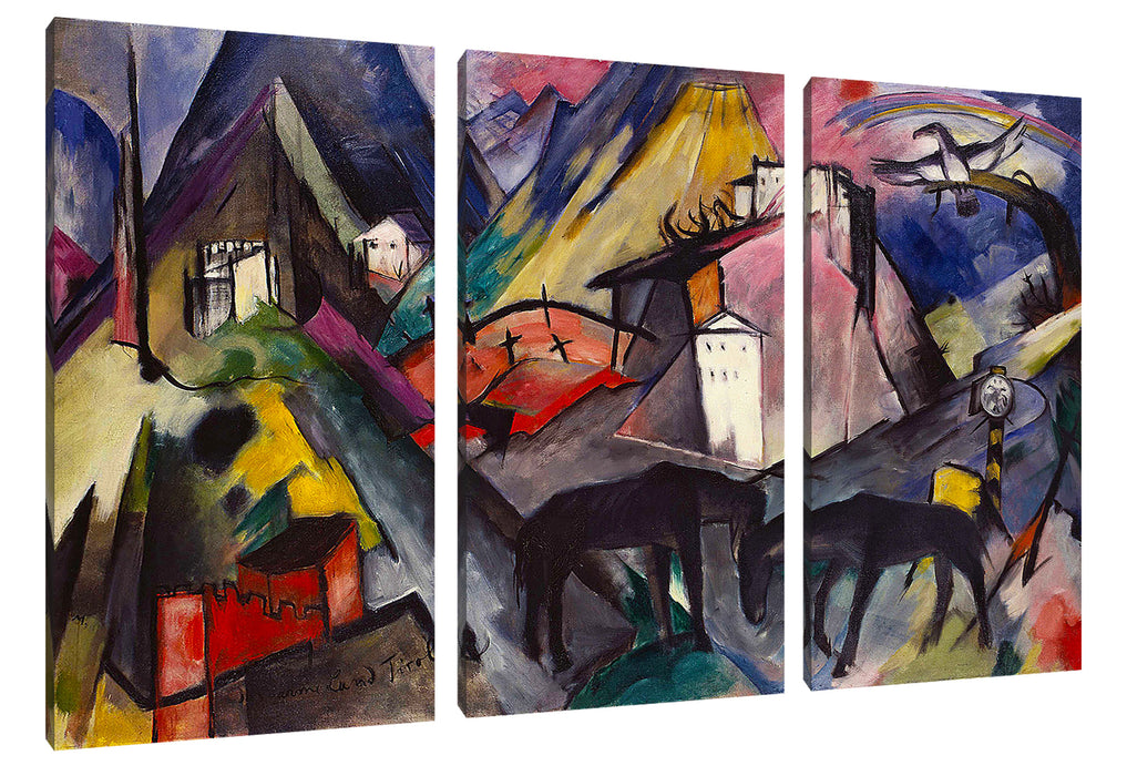 Franz Marc - Das arme Land Tirol Leinwanbild 3Teilig