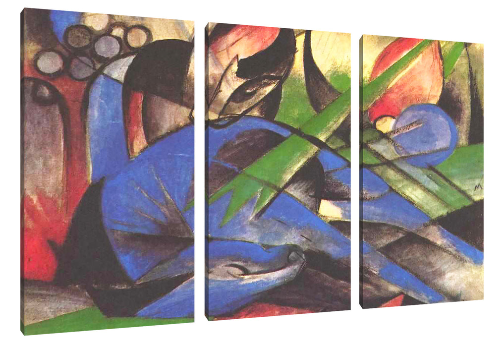 Franz Marc - Träumendes Pferd Leinwanbild 3Teilig