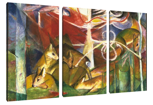 Franz Marc - Rehe im Wald I Leinwanbild 3Teilig