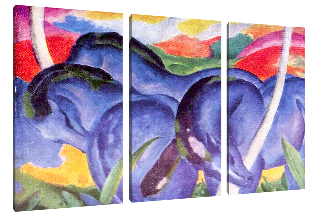 Franz Marc - Die großen blauen Pferde Leinwanbild 3Teilig