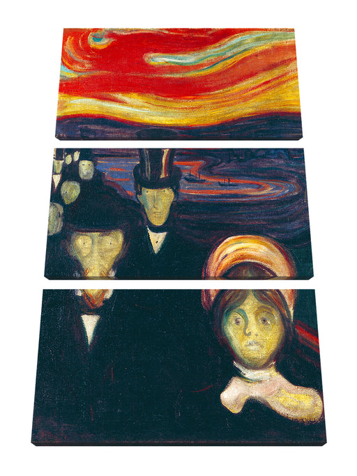 Edvard Munch - Angst Leinwanbild 3Teilig