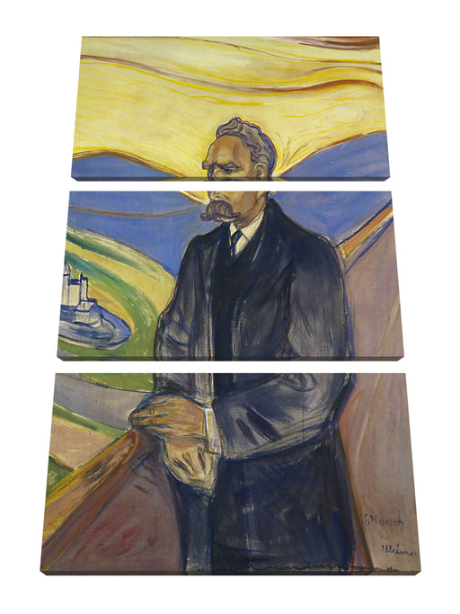 Edvard Munch - Portrait von Friedrich Nietzsche Leinwanbild 3Teilig