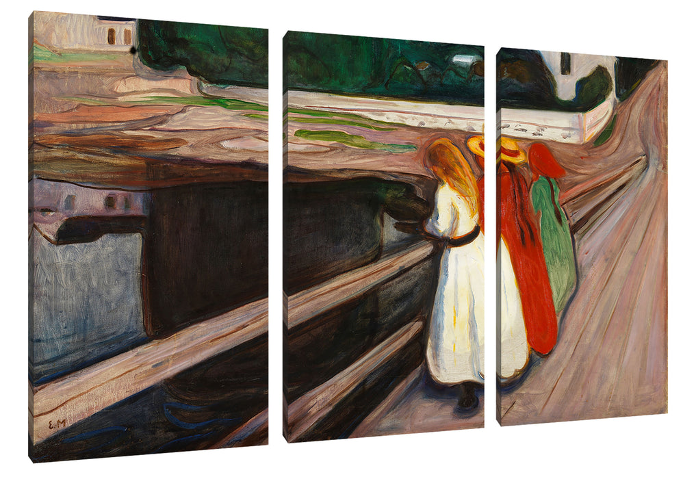 Edvard Munch - Mädchen auf der Brücke Leinwanbild 3Teilig