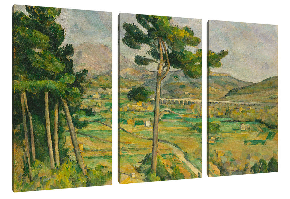 Paul Cézanne  - Mont Sainte Victoire und das Viadukt Leinwanbild 3Teilig