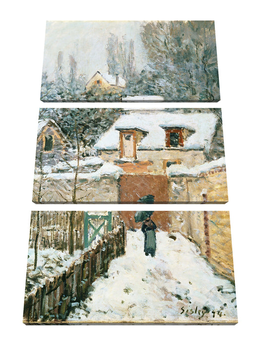 Alfred Sisley - Schnee in Louveciennes Leinwanbild 3Teilig