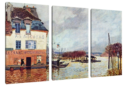 Alfred Sisley - Flood at Pont-Marley   Leinwanbild 3Teilig