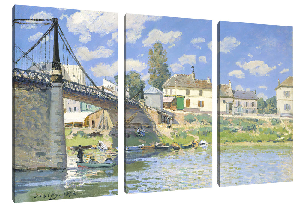 Alfred Sisley - Bridge at Villeneuve-la-Garenne Leinwanbild 3Teilig