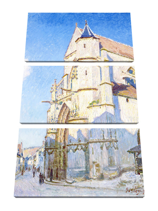 Alfred Sisley - L'église à Moret-Paris Petit-Palais Leinwanbild 3Teilig