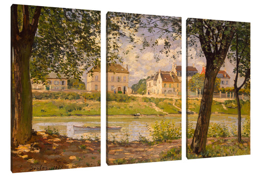 Alfred Sisley - Village On The Banks Of The Seine Ville Leinwanbild 3Teilig