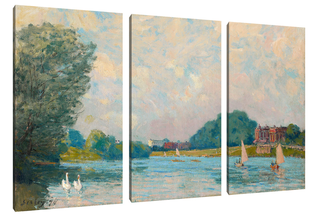 Alfred Sisley - Thames at Hampton Court  Leinwanbild 3Teilig