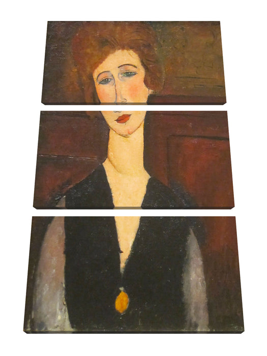 Amedeo Modigliani - Portrait einer Frau Leinwanbild 3Teilig