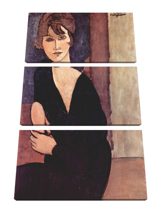 Amedeo Modigliani - Sitzende Frau  Leinwanbild 3Teilig