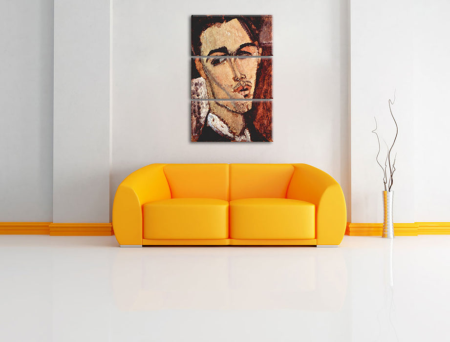 Amedeo Modigliani - Portrait von Celso Lagar Leinwandbild im Wohnzimmer 3Teilig