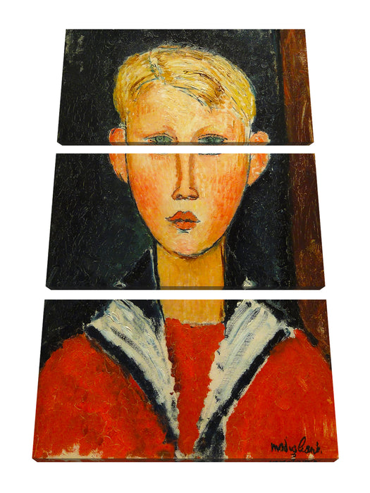 Amedeo Modigliani - Der Junge mit den blauen Augen  Leinwanbild 3Teilig