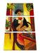 August Macke - Abstrakt Elizabeth Reading Leinwanbild 3Teilig