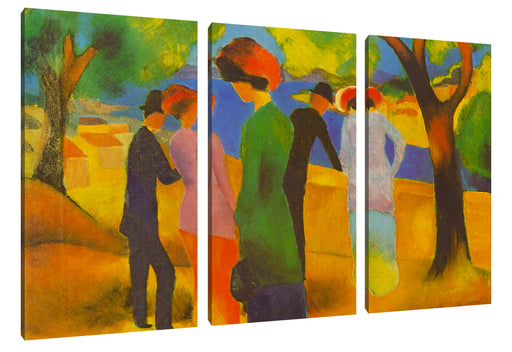 August Macke - Dame in grüner Jacke  Leinwanbild 3Teilig