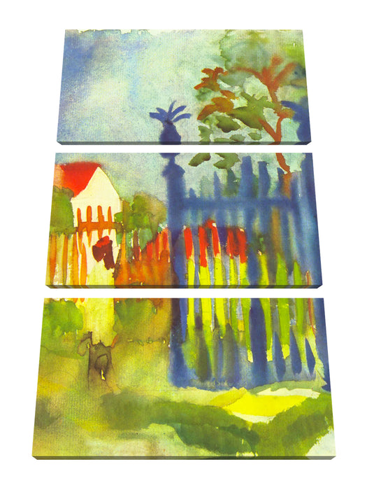 August Macke - Gartentor  Leinwanbild 3Teilig