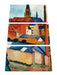 August Macke - Marienkirche mit Häusern und Schornstein Leinwanbild 3Teilig