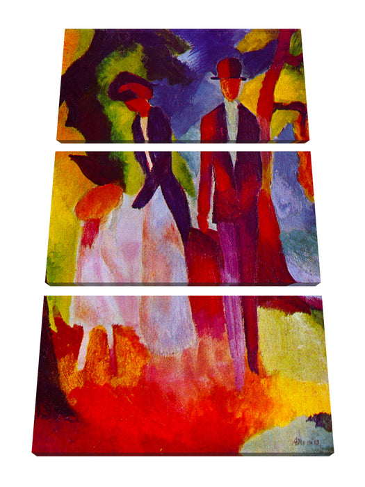 August Macke - Leute am blauen See  Leinwanbild 3Teilig