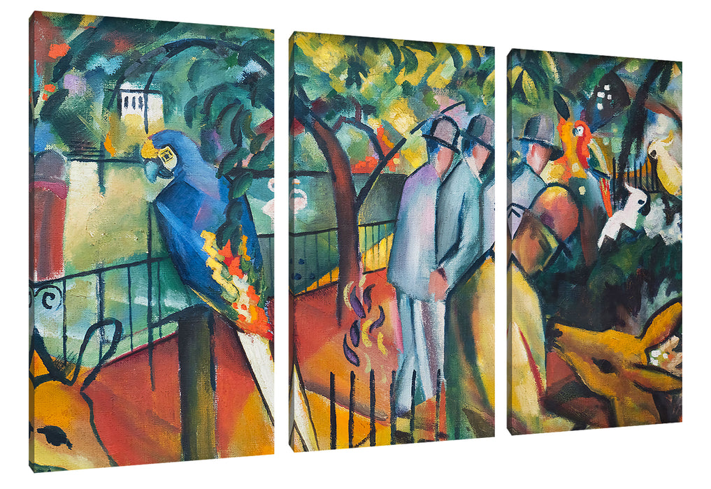 August Macke - Zoologischer Garten Leinwanbild 3Teilig