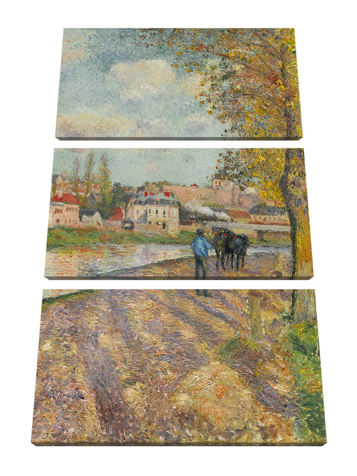 Camille Pissarro - CHEMIN DE LÉCLUSE SAINT-OUEN-L?AUM Leinwanbild 3Teilig