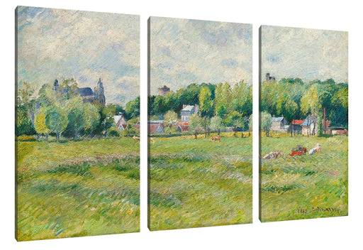 Camille Pissarro - PRAIRIES À GISORS  Leinwanbild 3Teilig