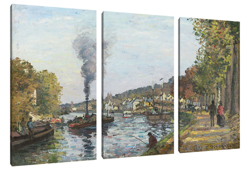 Camille Pissarro - LA SEINE À BOUGIVAL  Leinwanbild 3Teilig