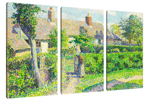 Camille Pissarro - Maisons de paysans  Leinwanbild 3Teilig