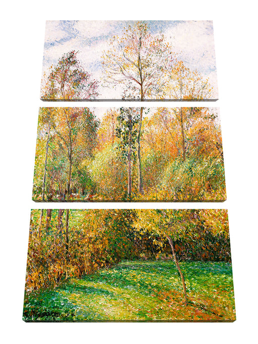 Camille Pissarro - Automne Peupliers Eragny Leinwanbild 3Teilig