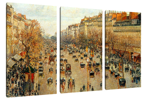 Camille Pissarro - Boulevard Montmartre Leinwanbild 3Teilig