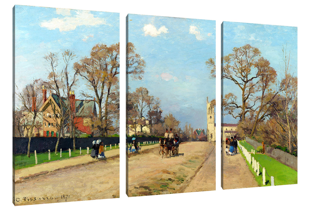 Camille Pissarro - The Avenue Sydenham  Leinwanbild 3Teilig