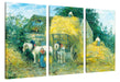 Camille Pissarro - The Hay Cart Montfoucault Leinwanbild 3Teilig