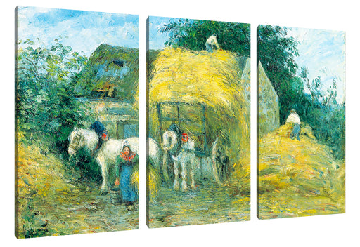 Camille Pissarro - The Hay Cart Montfoucault Leinwanbild 3Teilig