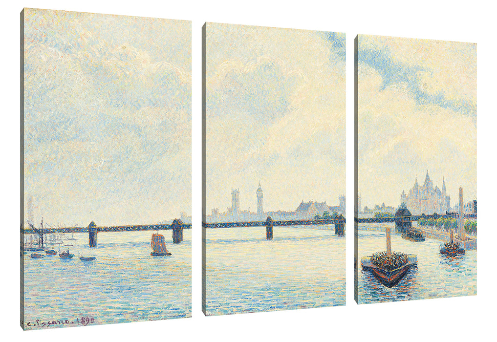 Camille Pissarro - Charing Cross Bridge London  Leinwanbild 3Teilig