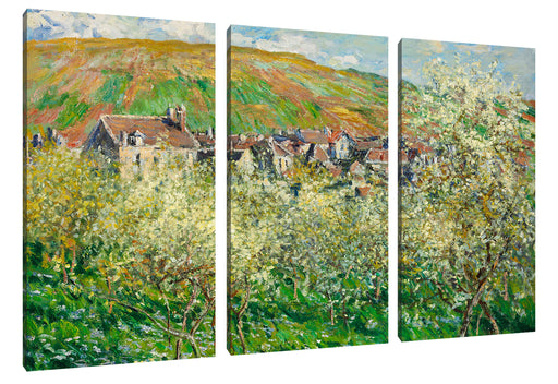 Claude Monet - Blühende Pflaumenbäume  Leinwanbild 3Teilig