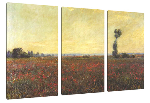 Claude Monet - Mohnfeld I Leinwanbild 3Teilig