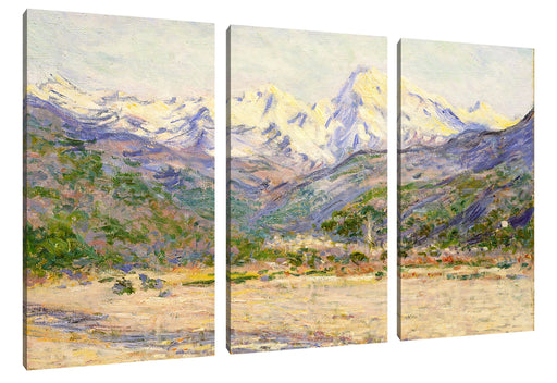 Claude Monet - Das Tal der Nervia  Leinwanbild 3Teilig