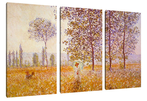 Claude Monet - Pappeln im Sonnenlicht  Leinwanbild 3Teilig