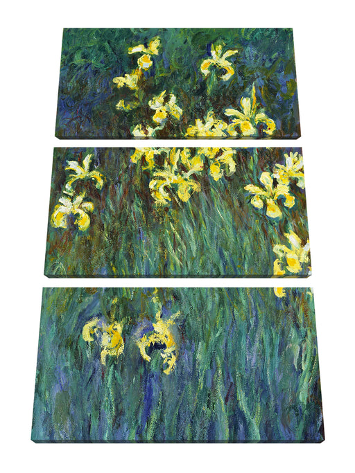 Claude Monet - Gelbe Schwertlilien  Leinwanbild 3Teilig