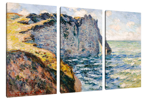 Claude Monet - Die Klippe von Aval Étrétat  Leinwanbild 3Teilig