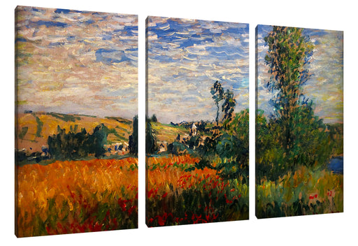 Claude Monet - Weg durch die Mohnfelder Ile Saint-Mart Leinwanbild 3Teilig