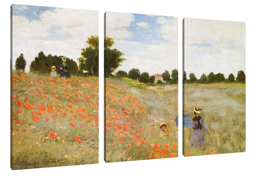 Claude Monet - Mohnfeld II Leinwanbild 3Teilig