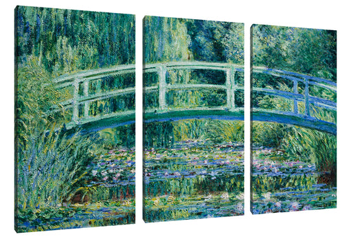 Claude Monet - Seerosen und japanische Brücke  Leinwanbild 3Teilig