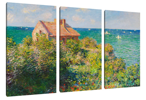 Claude Monet - Fischer-Häuschen in Varengeville Leinwanbild 3Teilig
