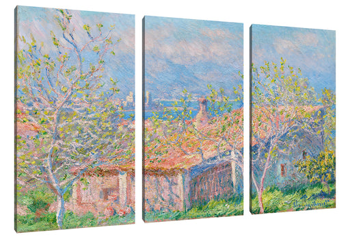 Claude Monet - Gärtner Häuschen in Antibes Leinwanbild 3Teilig